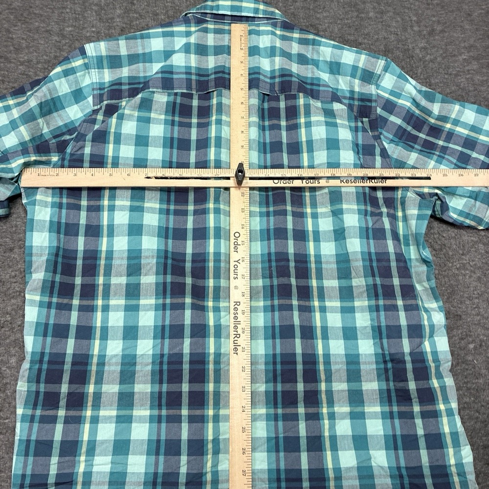 Wrangler ATG Shirt Mens XL Blue Gray Plaid Short Sleeve Button Up Outdoor Zip - Picture 7 of 10